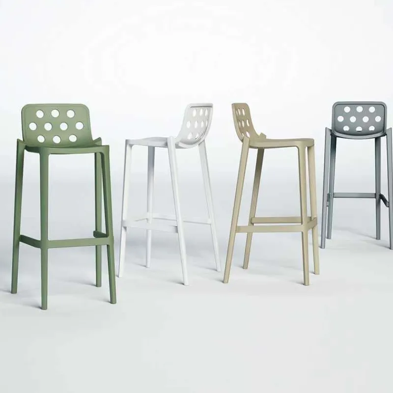 Isidoro Tabouret de bar moderne empilable avec dossier ronds ajourés* Tabouret De Bar (assise +/- 80 Cm)