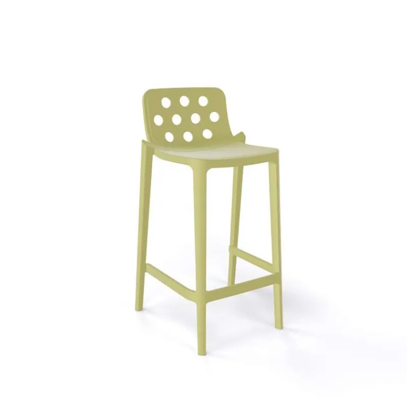 Isidoro Tabouret snack moderne empilable avec dossier ronds ajourés* Tabouret Snack (assise +/- 65 Cm)|Tabouret De Bar (assise +/- 80 Cm)