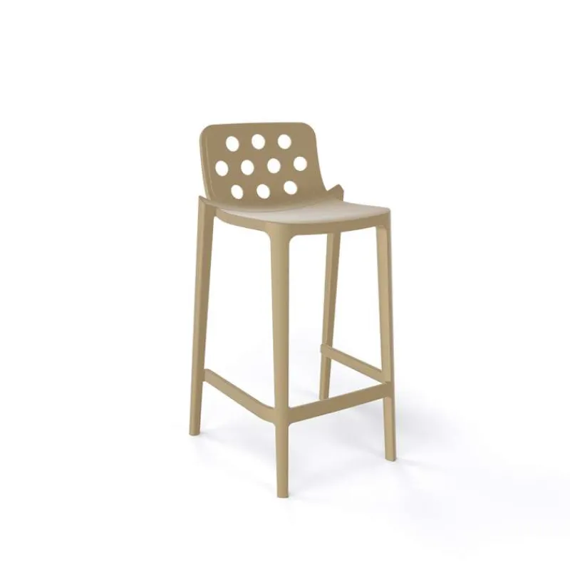 Isidoro Tabouret snack moderne empilable avec dossier ronds ajourés* Tabouret Snack (assise +/- 65 Cm)|Tabouret De Bar (assise +/- 80 Cm)