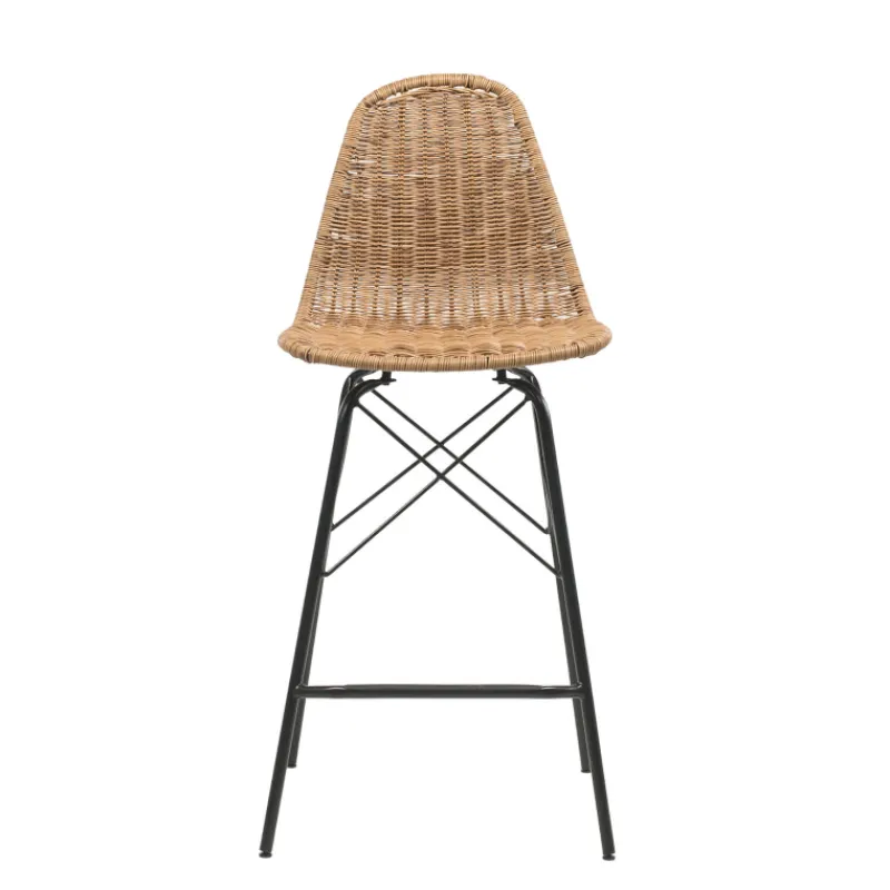 JavaTabouret tressé ethnique avec pieds Eiffel* Tabouret Snack (assise +/- 65 Cm)|Tabouret De Bar (assise +/- 80 Cm)