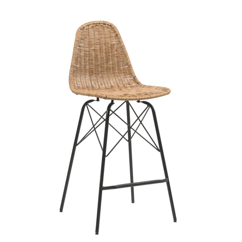 JavaTabouret tressé ethnique avec pieds Eiffel* Tabouret Snack (assise +/- 65 Cm)|Tabouret De Bar (assise +/- 80 Cm)