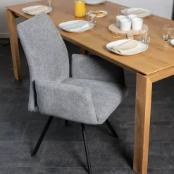 Jules Fauteuilconfortable en tissu avec dossier inclinable et pieds en métal* Chaise De Salle à Manger|Chaise De Bureau