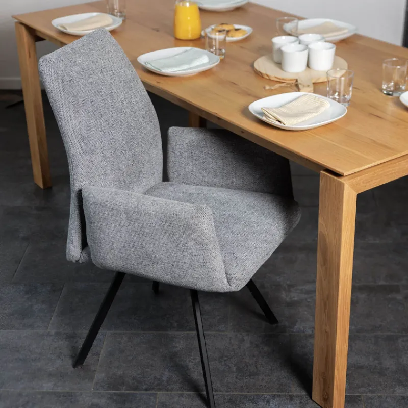 Jules Fauteuilconfortable en tissu avec dossier inclinable et pieds en métal* Chaise De Salle à Manger|Chaise De Bureau