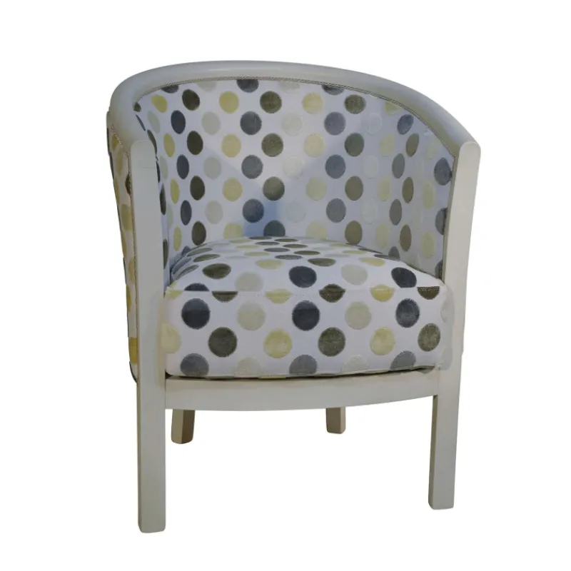Paget Julien Fauteuil tonneau pour salon fabrication française en tissu et bois massif* Fauteuil De Salon