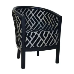 Paget Julien Fauteuil tonneau pour salon fabrication française en tissu et bois massif* Fauteuil De Salon