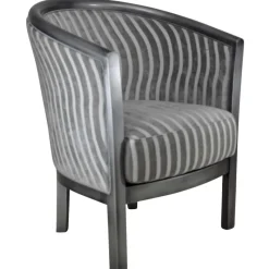 Paget Julien Fauteuil tonneau pour salon fabrication française en tissu et bois massif* Fauteuil De Salon