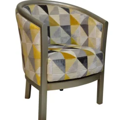 Paget Julien Fauteuil tonneau pour salon fabrication française en tissu et bois massif* Fauteuil De Salon