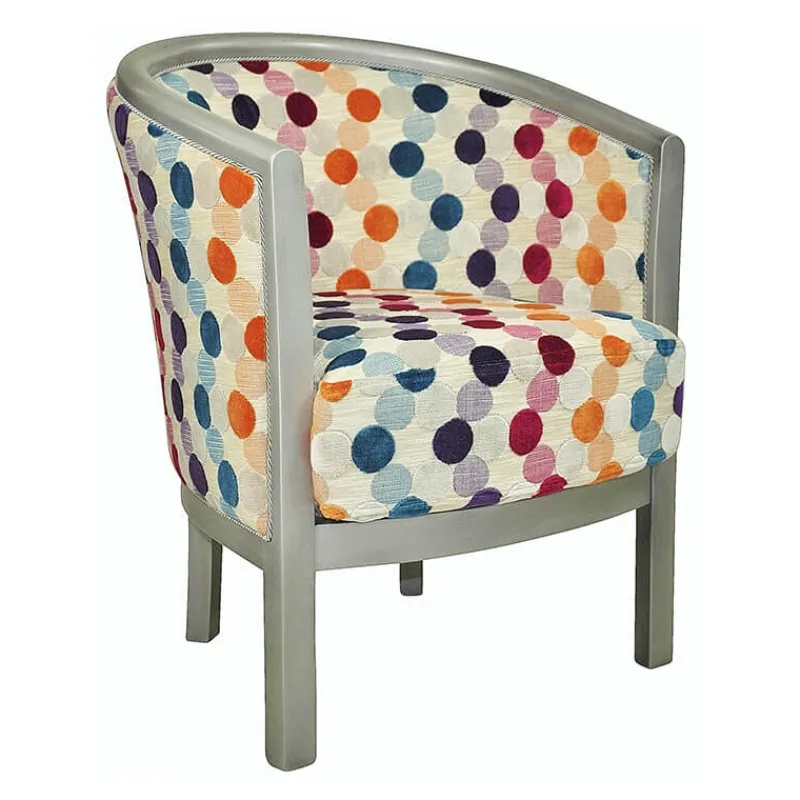 Paget Julien Fauteuil tonneau pour salon fabrication française en tissu et bois massif* Fauteuil De Salon