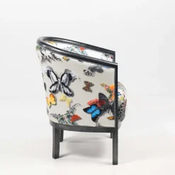 Paget Julien Fauteuil tonneau pour salon fabrication française en tissu et bois massif* Fauteuil De Salon