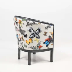 Paget Julien Fauteuil tonneau pour salon fabrication française en tissu et bois massif* Fauteuil De Salon