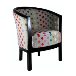 Paget Julien Fauteuil tonneau pour salon fabrication française en tissu et bois massif* Fauteuil De Salon