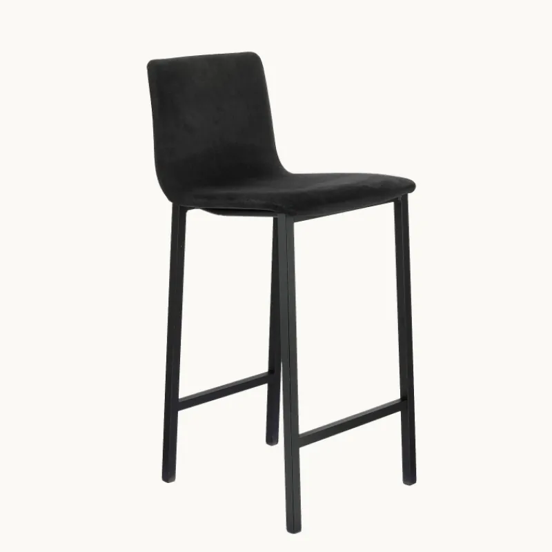 Mobliberica Koko ® Tabouret snack en tissu dossier bas avec pieds en métal* Tabouret Snack (assise +/- 65 Cm)|Tabouret De Bar (assise +/- 80 Cm)