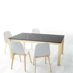 Cancio Lakera Table en Dekton extensible avec pieds en bois massif* Table De Cuisine|Table De Salle à Manger