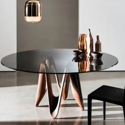 Sovet Italia Lambda Sovet® Table ronde design en verre* Table De Salle à Manger
