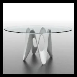 Sovet Italia Lambda Sovet® Table ronde design en verre* Table De Salle à Manger