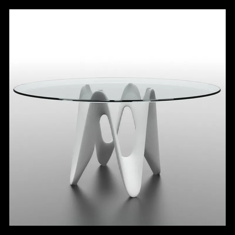 Sovet Italia Lambda Sovet® Table ronde design en verre* Table De Salle à Manger