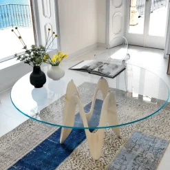 Sovet Italia Lambda Sovet® Table ronde design en verre* Table De Salle à Manger