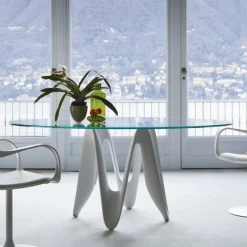 Sovet Italia Lambda Sovet® Table ronde design en verre* Table De Salle à Manger
