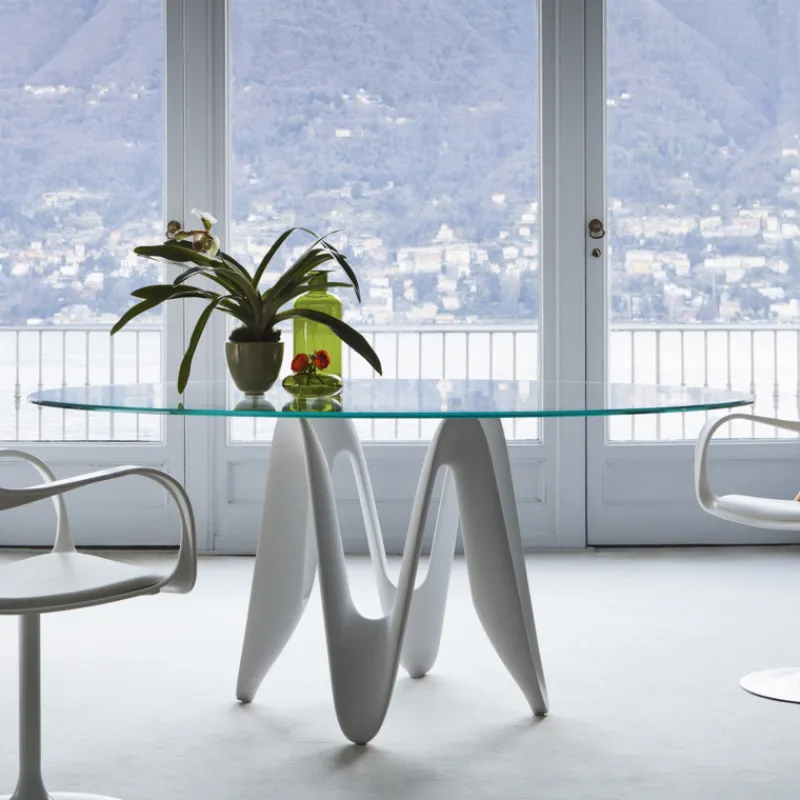Sovet Italia Lambda Sovet® Table ronde design en verre* Table De Salle à Manger