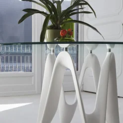 Sovet Italia Lambda Sovet® Table ronde design en verre* Table De Salle à Manger
