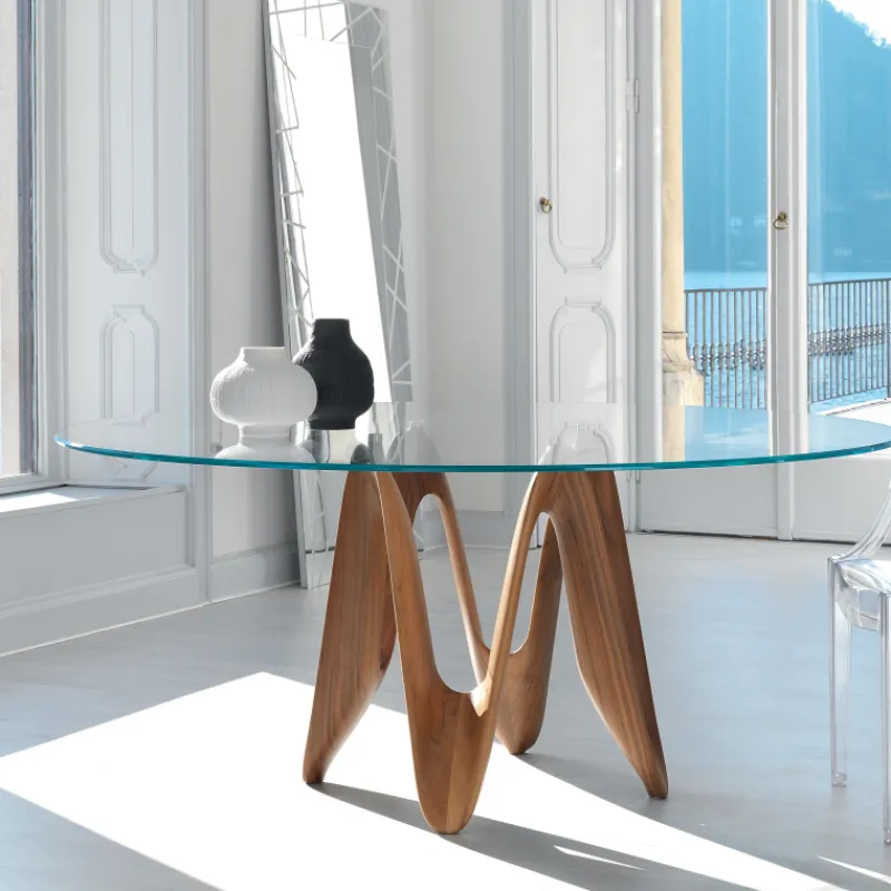 Sovet Italia Lambda Sovet® Table ronde design en verre* Table De Salle à Manger