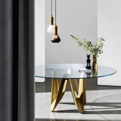 Sovet Italia Lambda Sovet® Table ronde design en verre* Table De Salle à Manger