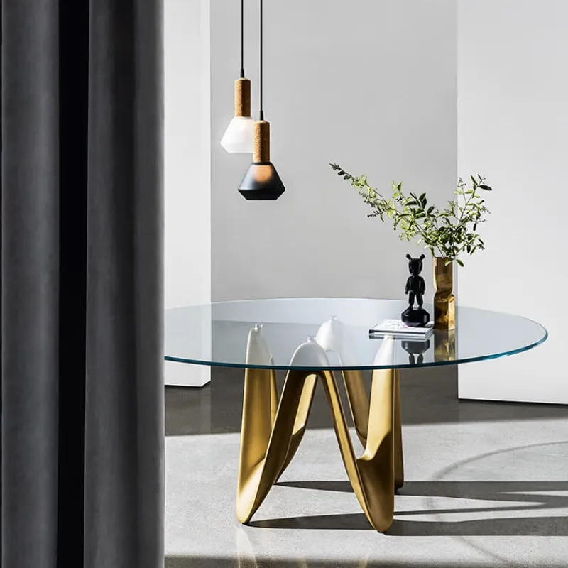 Sovet Italia Lambda Sovet® Table ronde design en verre* Table De Salle à Manger