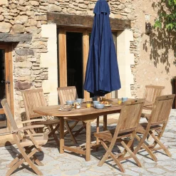 Medicis LandryTable de jardin ovale en teck extensible* Table De Jardin