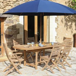 Medicis LandryTable de jardin ovale en teck extensible* Table De Jardin
