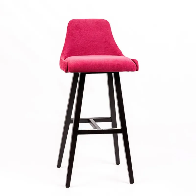 Sessio Lars diamant Tabouret de bar en tissu dos matelassé pieds bois* Tabouret De Bar (assise +/- 80 Cm)