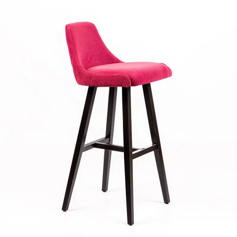 Sessio Lars diamant Tabouret de bar en tissu dos matelassé pieds bois* Tabouret De Bar (assise +/- 80 Cm)