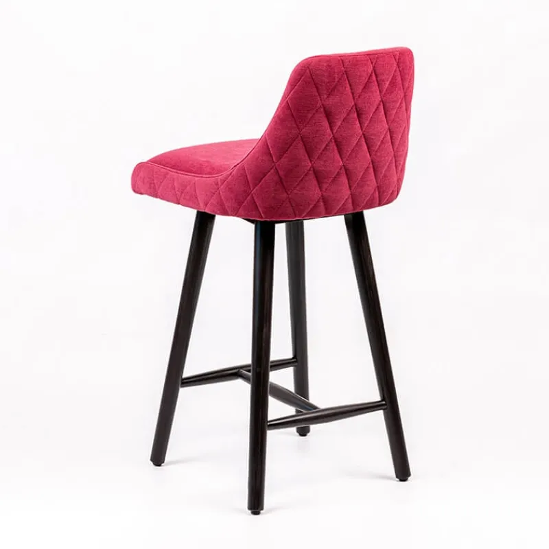 Sessio Lars diamant Tabouret snack matelassé en tissu et pieds en bois* Tabouret Snack (assise +/- 65 Cm)|Tabouret De Bar (assise +/- 80 Cm)