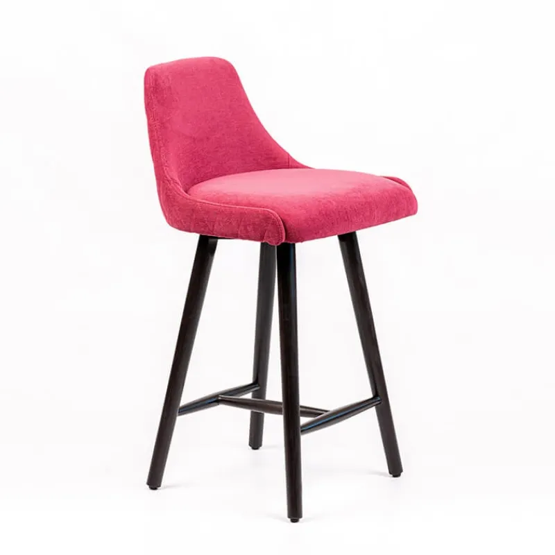 Sessio Lars diamant Tabouret snack matelassé en tissu et pieds en bois* Tabouret Snack (assise +/- 65 Cm)|Tabouret De Bar (assise +/- 80 Cm)