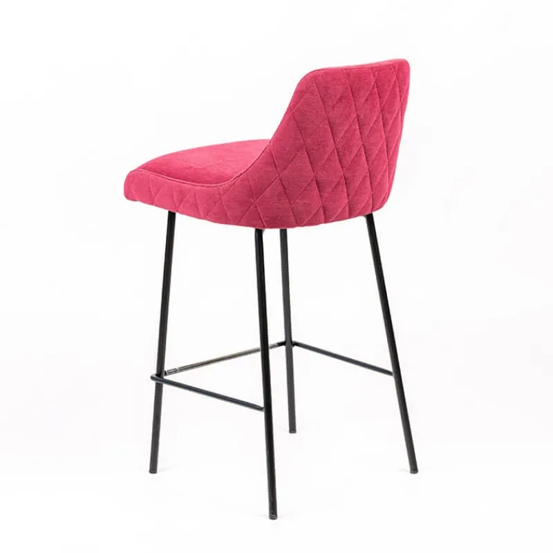 Sessio Lars diamant Tabouret snack en tissu dossier matelassé pieds en métal* Tabouret Snack (assise +/- 65 Cm)|Tabouret De Bar (assise +/- 80 Cm)