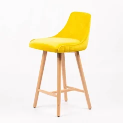 Sessio Lars line Tabouret snack tissu dossier matelassé pieds bois* Tabouret Snack (assise +/- 65 Cm)|Tabouret De Bar (assise +/- 80 Cm)