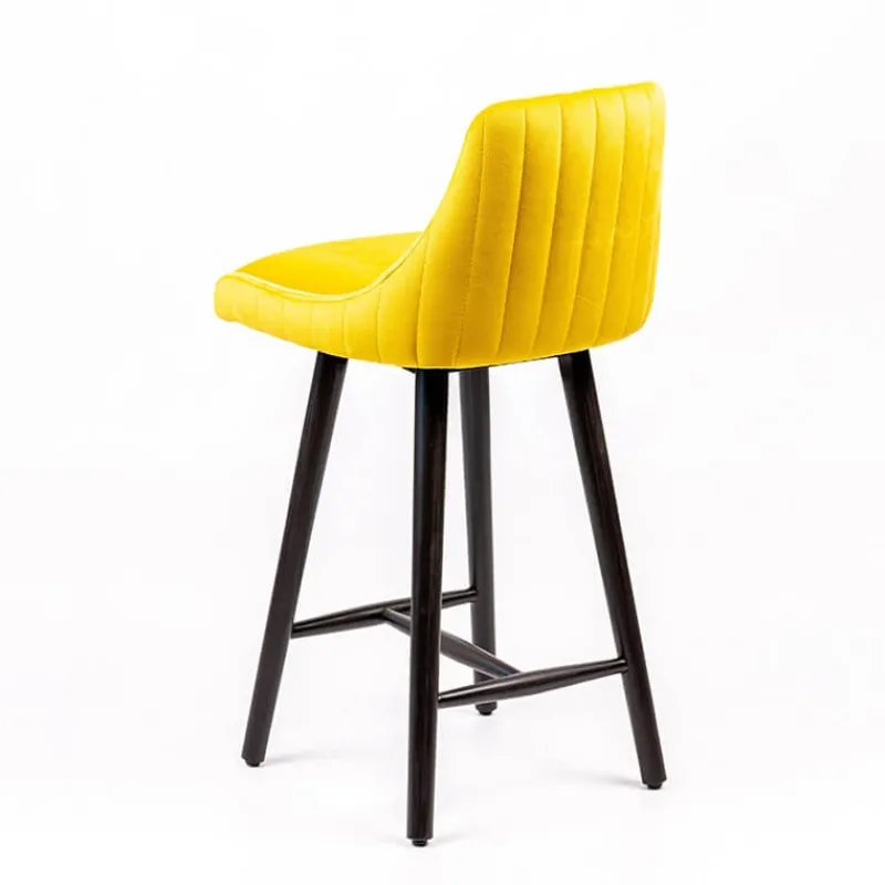 Sessio Lars line Tabouret snack tissu dossier matelassé pieds bois* Tabouret Snack (assise +/- 65 Cm)|Tabouret De Bar (assise +/- 80 Cm)