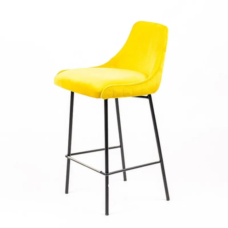 Sessio Lars line Tabouret snack dos matelassé en tissu et pieds métal* Tabouret Snack (assise +/- 65 Cm)|Tabouret De Bar (assise +/- 80 Cm)