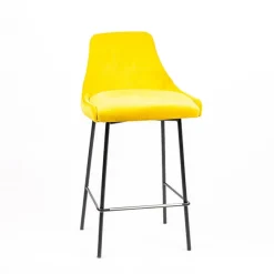 Sessio Lars line Tabouret snack dos matelassé en tissu et pieds métal* Tabouret Snack (assise +/- 65 Cm)|Tabouret De Bar (assise +/- 80 Cm)