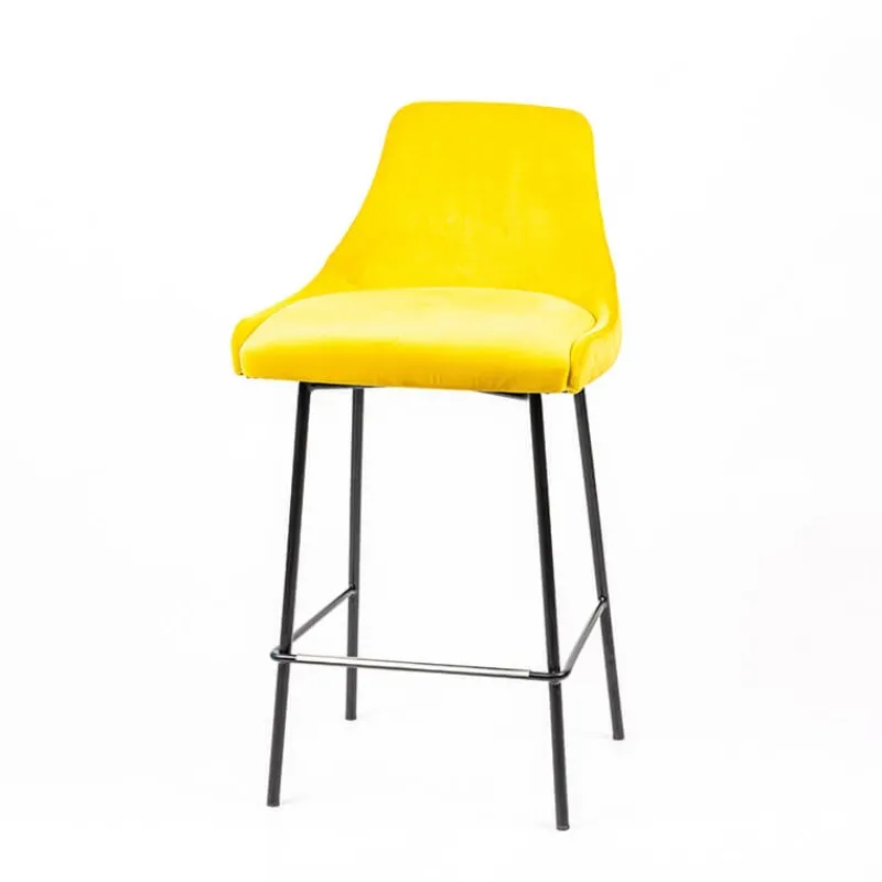 Sessio Lars line Tabouret snack dos matelassé en tissu et pieds métal* Tabouret Snack (assise +/- 65 Cm)|Tabouret De Bar (assise +/- 80 Cm)