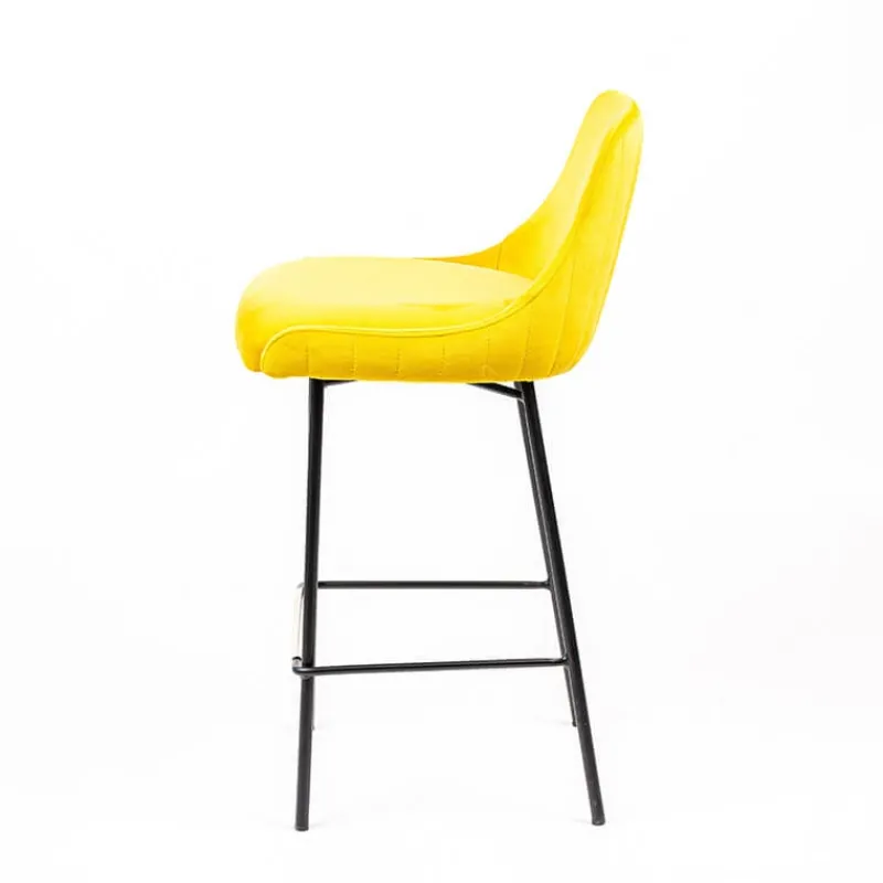 Sessio Lars line Tabouret snack dos matelassé en tissu et pieds métal* Tabouret Snack (assise +/- 65 Cm)|Tabouret De Bar (assise +/- 80 Cm)