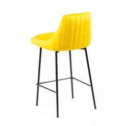 Sessio Lars line Tabouret snack dos matelassé en tissu et pieds métal* Tabouret Snack (assise +/- 65 Cm)|Tabouret De Bar (assise +/- 80 Cm)