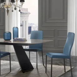 Europea Laura Chaise de salle à manger italienne en tissu bicolore* Chaise De Salle à Manger
