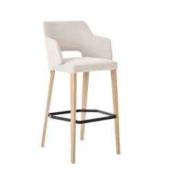 Mobitec Lena ® Tabouret de bar en tissu avec accoudoirs et pieds en bois* Tabouret De Bar (assise +/- 80 Cm)
