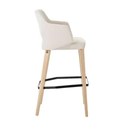 Mobitec Lena ® Tabouret de bar en tissu avec accoudoirs et pieds en bois* Tabouret De Bar (assise +/- 80 Cm)