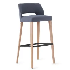 Mobitec Lena ® Tabouret de bar en tissu avec dossier bas et pieds en bois* Tabouret De Bar (assise +/- 80 Cm)