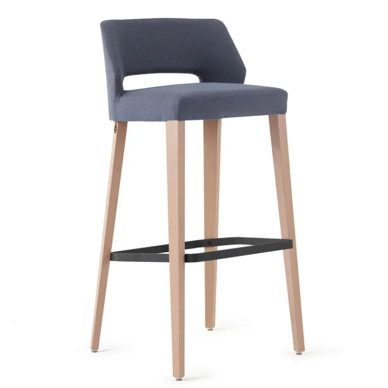 Mobitec Lena ® Tabouret de bar en tissu avec dossier bas et pieds en bois* Tabouret De Bar (assise +/- 80 Cm)