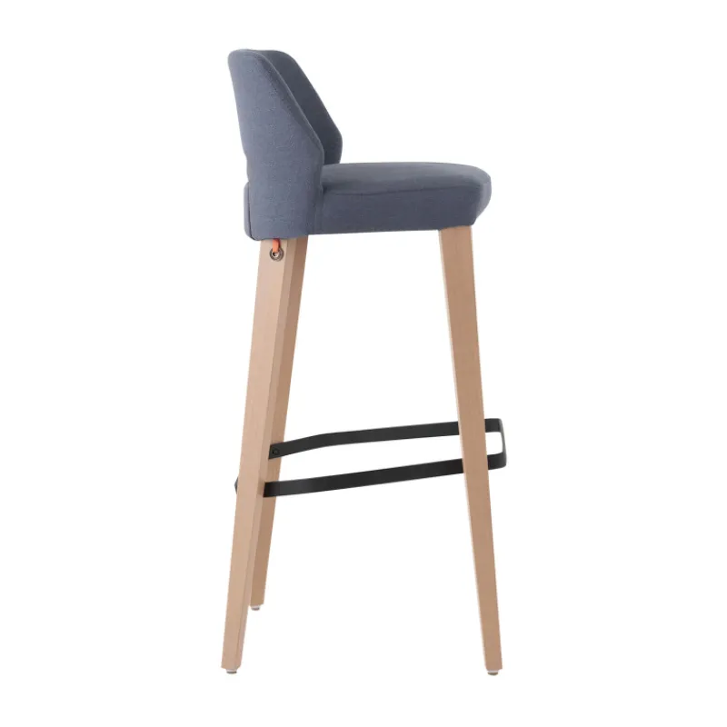 Mobitec Lena ® Tabouret de bar en tissu avec dossier bas et pieds en bois* Tabouret De Bar (assise +/- 80 Cm)