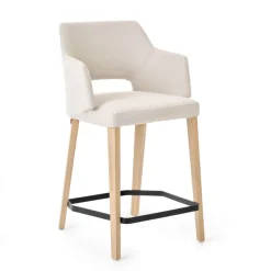 Mobitec Lena ® Tabouret snack en tissu avec accoudoirs et pieds en bois* Tabouret Snack (assise +/- 65 Cm)|Tabouret De Bar (assise +/- 80 Cm)