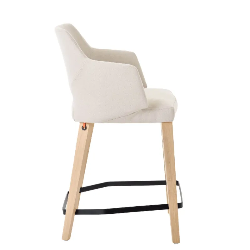 Mobitec Lena ® Tabouret snack en tissu avec accoudoirs et pieds en bois* Tabouret Snack (assise +/- 65 Cm)|Tabouret De Bar (assise +/- 80 Cm)