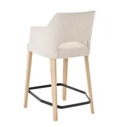 Mobitec Lena ® Tabouret snack en tissu avec accoudoirs et pieds en bois* Tabouret Snack (assise +/- 65 Cm)|Tabouret De Bar (assise +/- 80 Cm)